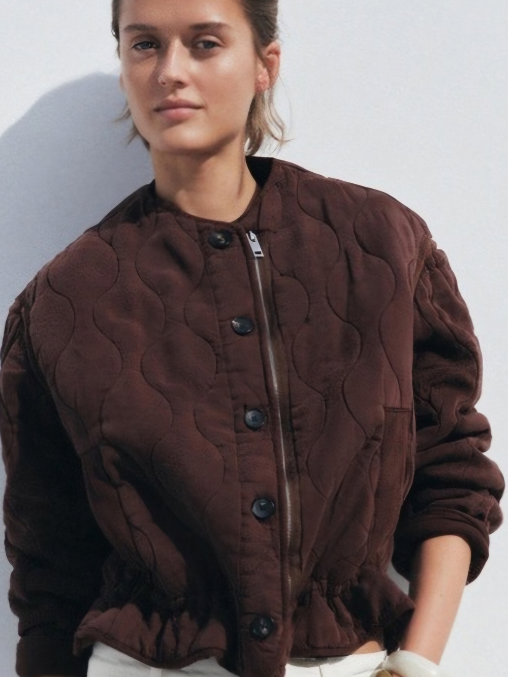 Zara Quilted Brown Women's Bomber Jacket